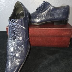 Mauri Navy Crocodile Leather Oxfords